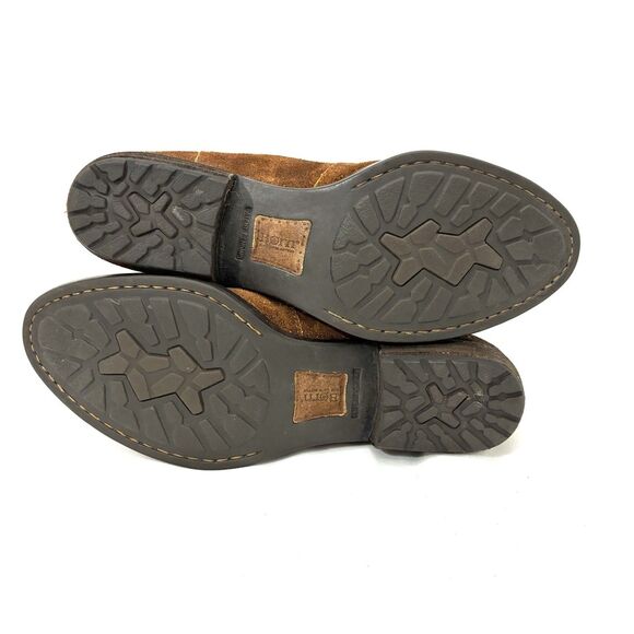 Born Bootie Brown Suede Leather Back Zip Low Cut Ankle Boots sz 8 Preowned - Picture 13 of 13